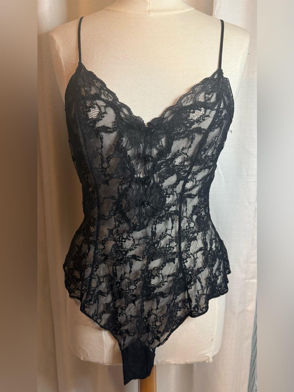 Victoria's Secret Black Lace Camisole Bodysuit